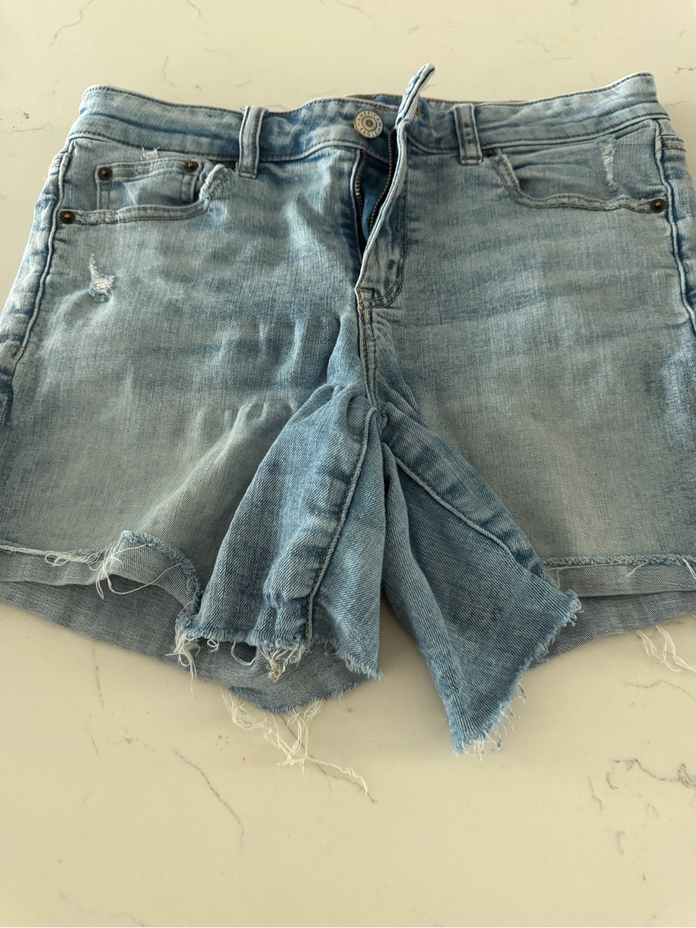 American Eagle Outfitters Light Blue Distressed Denim Shorts